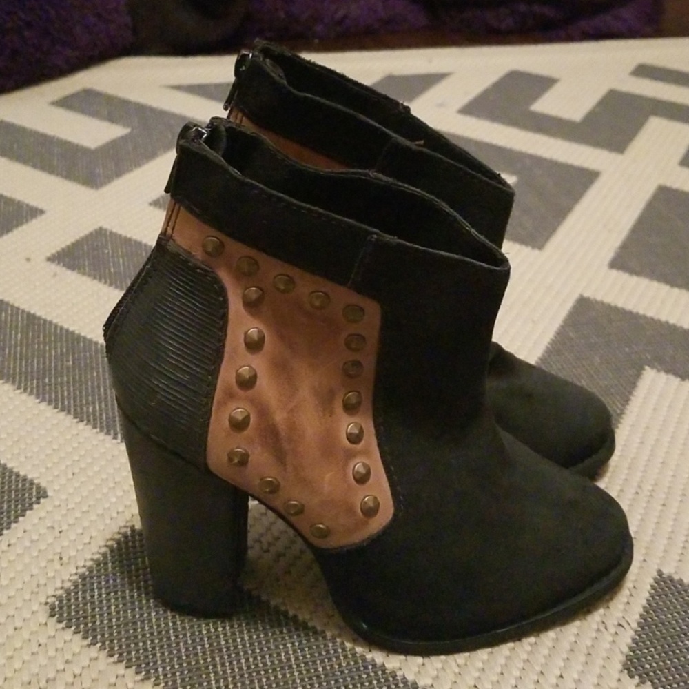 Free People Brown and Black Heeled Booties